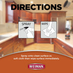 2 Pack Weiman Cabinet & Wood Clean & Shine Spray - Furniture, Kitchen Cabinets, Baseboard & Trim, Fresh Almond Scent, Microfiber Cloth Included