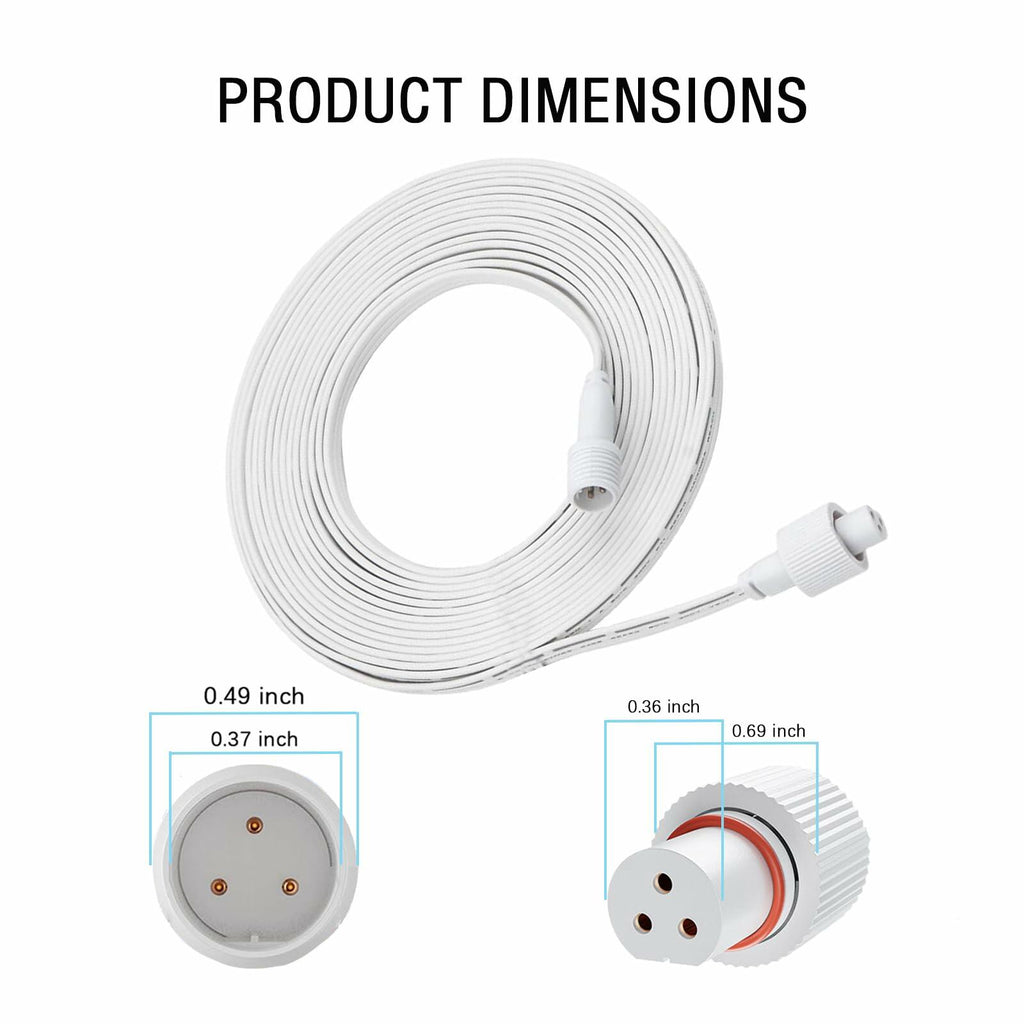 (16 FT) IP68 Waterproof 3-Pin Power Cord for Govee Permanent Outdoor Lights,Compatible with Govee H705A,H705B,H705C,H706A,H706B,and H706C Models,for Halloween,Christmas,Daily and Holiday