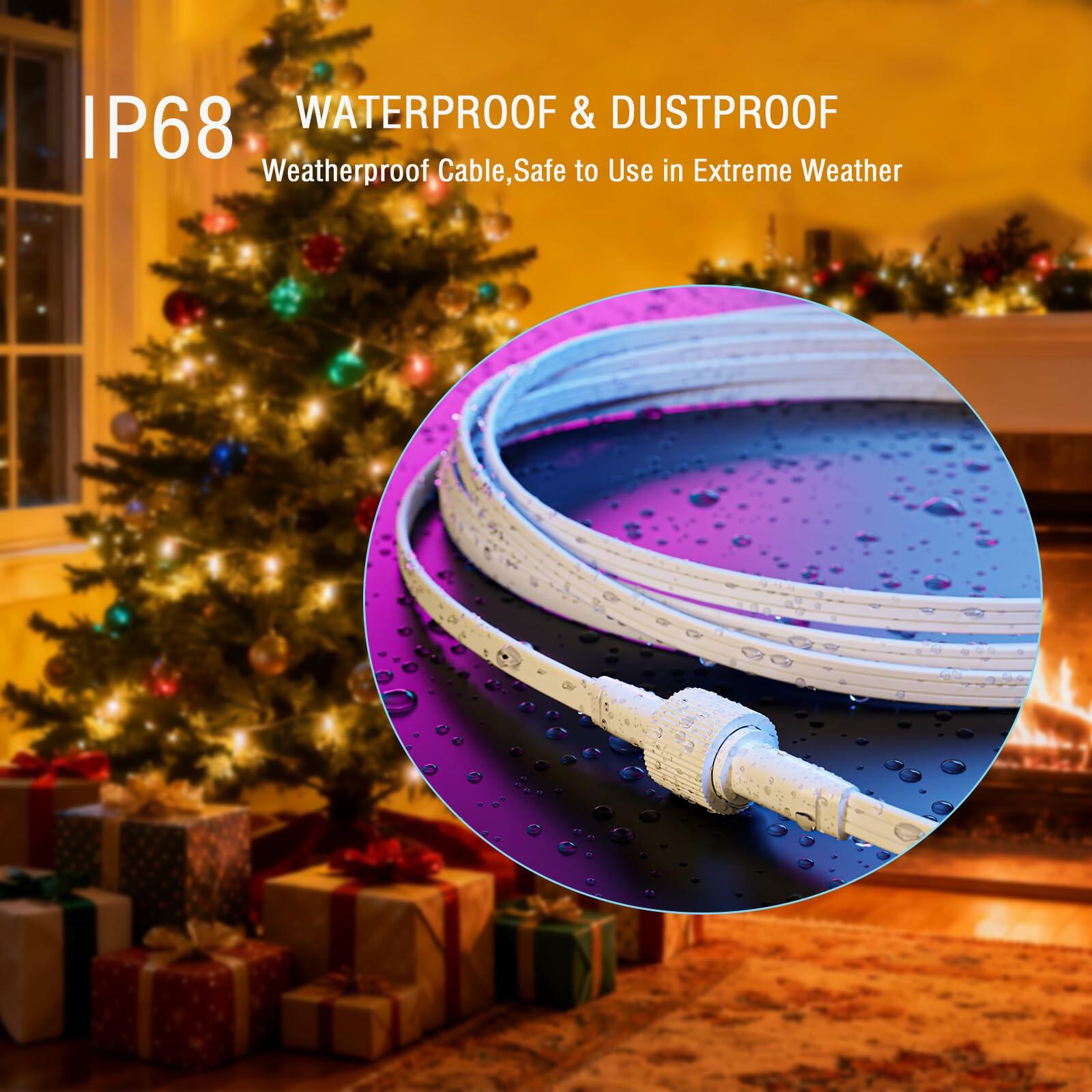 (16 FT) IP68 Waterproof 3-Pin Power Cord for Govee Permanent Outdoor Lights,Compatible with Govee H705A,H705B,H705C,H706A,H706B,and H706C Models,for Halloween,Christmas,Daily and Holiday