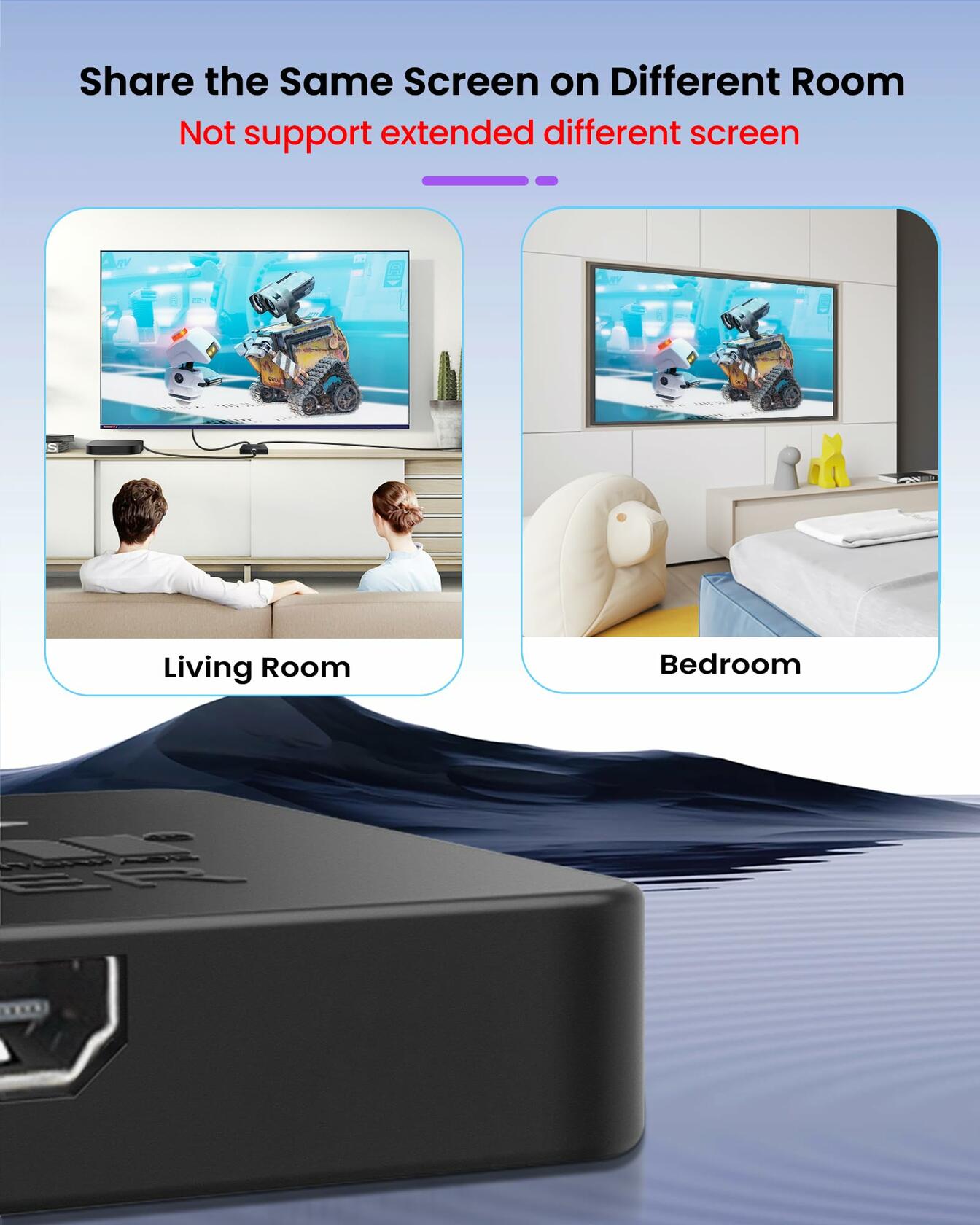 avedio links 8K HDMI Splitter 1 in 2 Out w/ 4ft 8K Hdmi Cable (Not Extended Display), Mirror Only, 4K@120Hz HDMI 2.1 Splitter for Monitor, TV, Support HDCP2.3, 48Gbps, VRR, ALLM, Dol-by Vision, Atmos