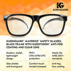 Kleenguard™ V30 Maverick™ Safety Glasses (56567), Clear Lenses with KleenVision™ Anti-Fog coating, Black Frame, Carrying Case, Eyewear for Men and Women