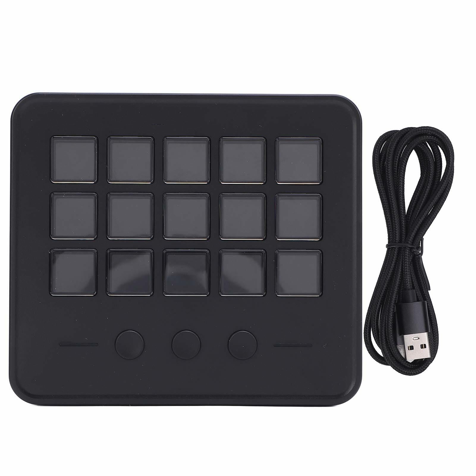Stream Controller with 15 Customizable LCD Keys, Plug and Play Control Deck Hotkey Panel for Streamers Content Creators Compatible with OBS Discord