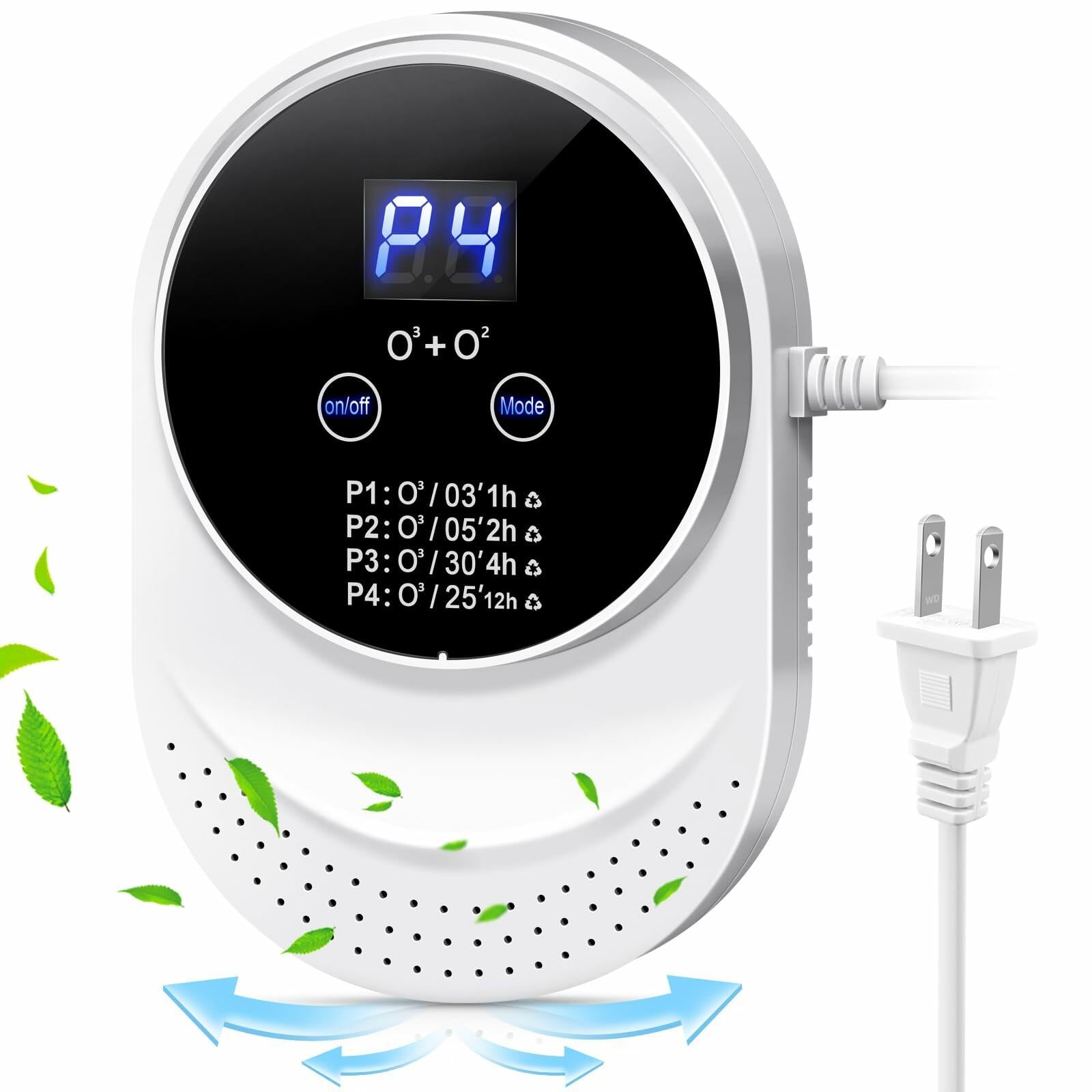 Open Box Ozone Odor Eliminator for Strong Odor 99% Cat Litter Deodorizer Dog Poof Odor Removal Home Plug in Air Purifier for Bedroom Toilet Kitchen Pets Shoe Smoke Car Formaldehyde Air Freshener White