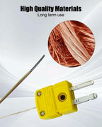 AUGREX 5cs High Accuracy K Type Mini-Connector Thermocouple, Temperature Probe Sensor -50°C~482°C (-58°F~899°F)
