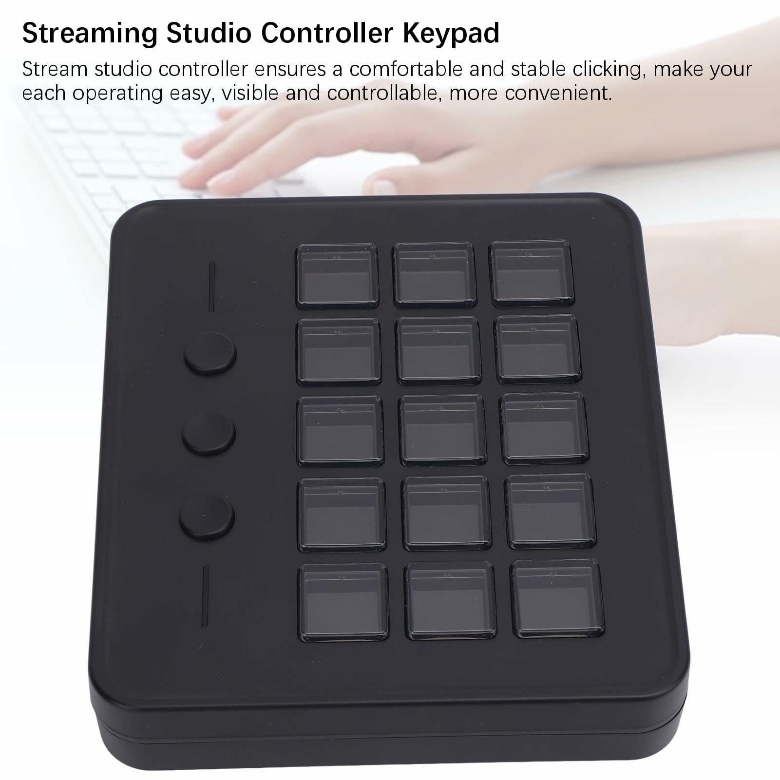 Stream Controller with 15 Customizable LCD Keys, Plug and Play Control Deck Hotkey Panel for Streamers Content Creators Compatible with OBS Discord