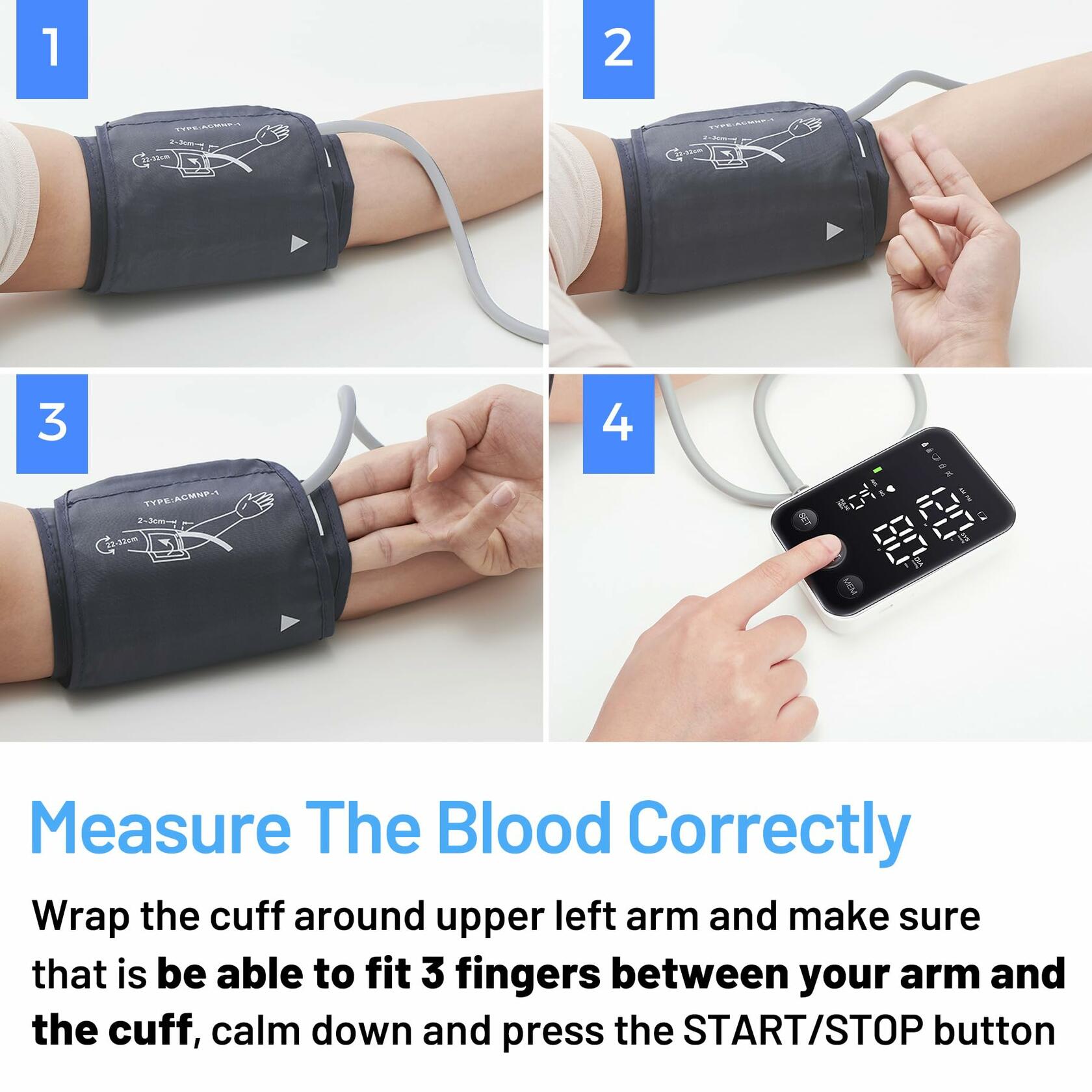 Blood Pressure Monitor Upper Arm Machine Accurate Adjustable BP Cuff Kit Led Backlit Display 2 Users 240 Sets Memory Includes Storage Bag Black