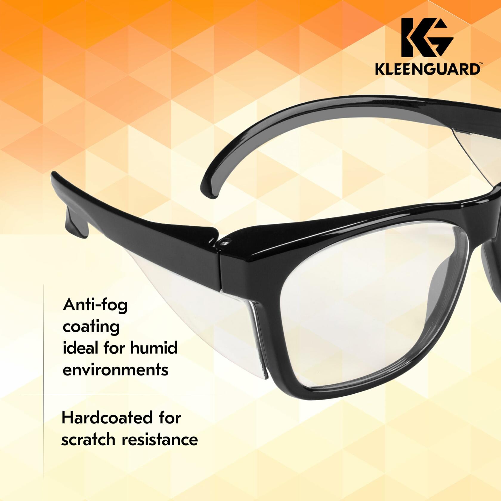 Kleenguard™ V30 Maverick™ Safety Glasses (56567), Clear Lenses with KleenVision™ Anti-Fog coating, Black Frame, Carrying Case, Eyewear for Men and Women