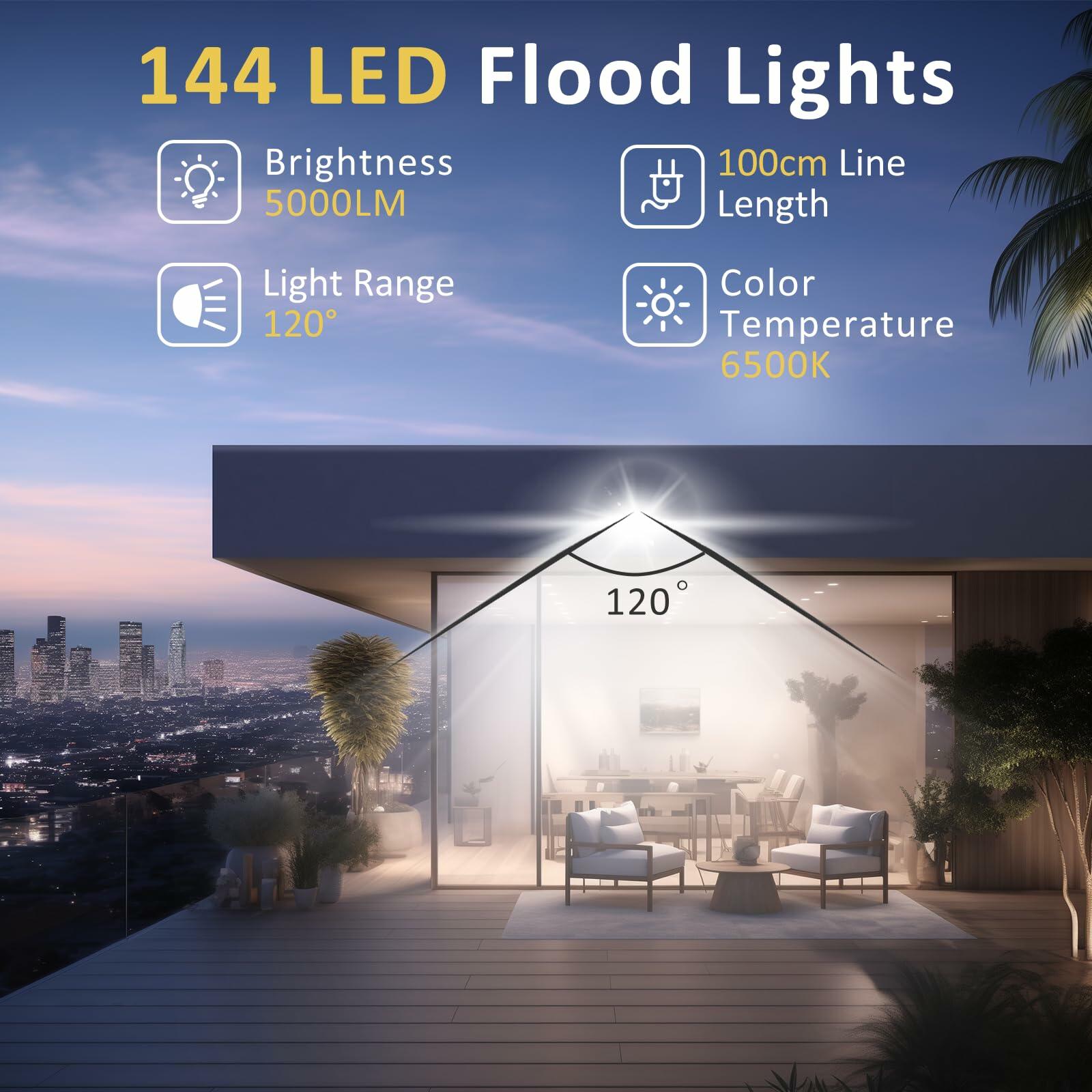 3 Pack ZHPINGMX 100W LED Flood Light Outdoor, 10000LM Super Bright Floodlight Outside Work Lightwith Plug, 6500K Daylight White LED Flood Light Outdoor, IP66 Waterproof Outdoor Flood Light