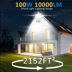 3 Pack ZHPINGMX 100W LED Flood Light Outdoor, 10000LM Super Bright Floodlight Outside Work Lightwith Plug, 6500K Daylight White LED Flood Light Outdoor, IP66 Waterproof Outdoor Flood Light