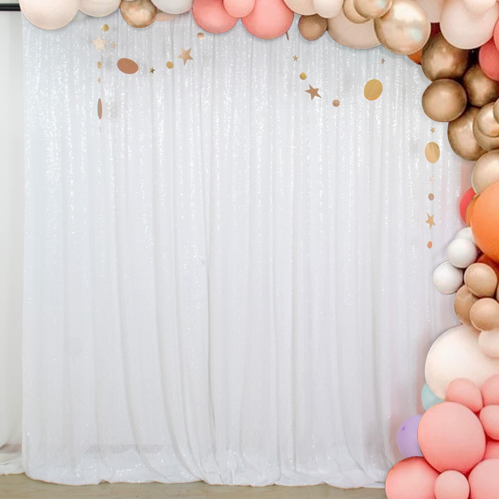 ShinyBeauty Photobooth Background Best Choice-7FTx7FT-White-Sequin Photography