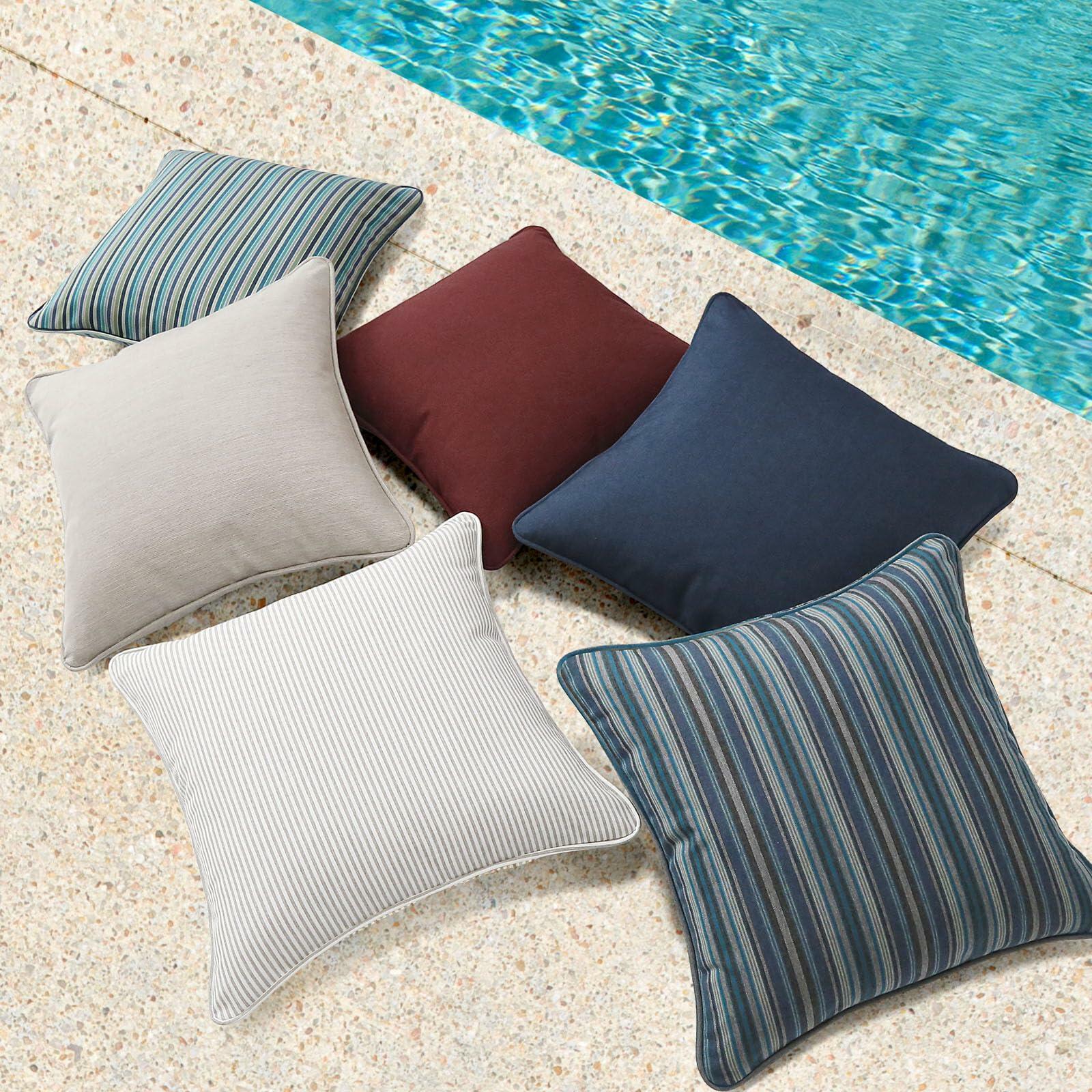 Set of 4 Sunbrella Decorative Outdoor Water Repellent Throw Pillows with Inserts