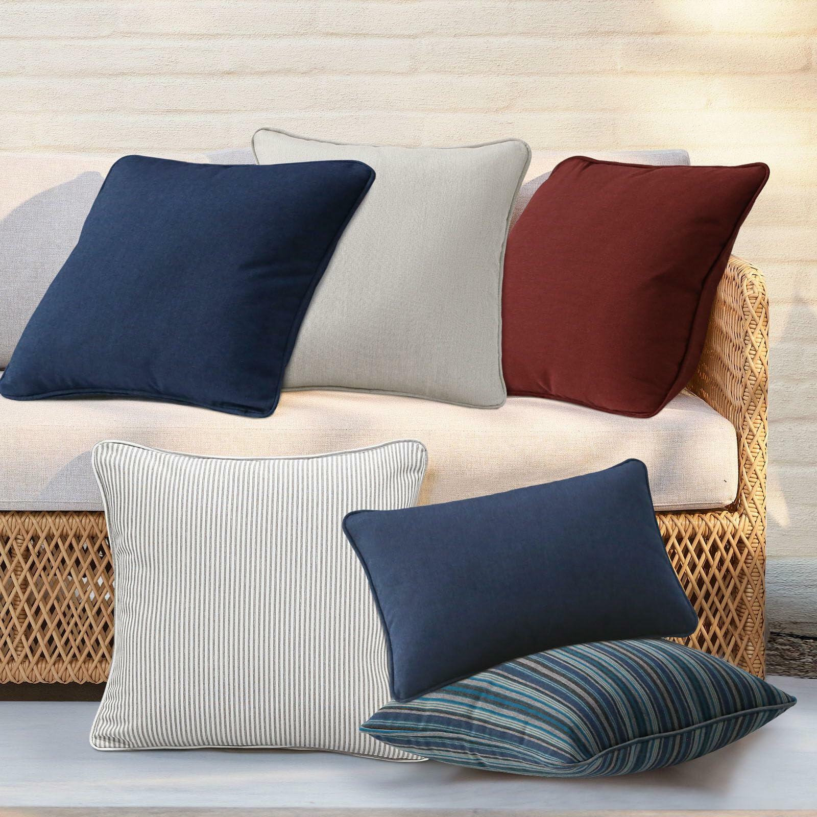 Set of 4 Sunbrella Decorative Outdoor Water Repellent Throw Pillows with Inserts