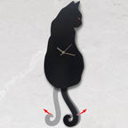 Black Cat Swinging Wall Clock, Cat Clock, Cat Clock with Moving Tail, Funny W...