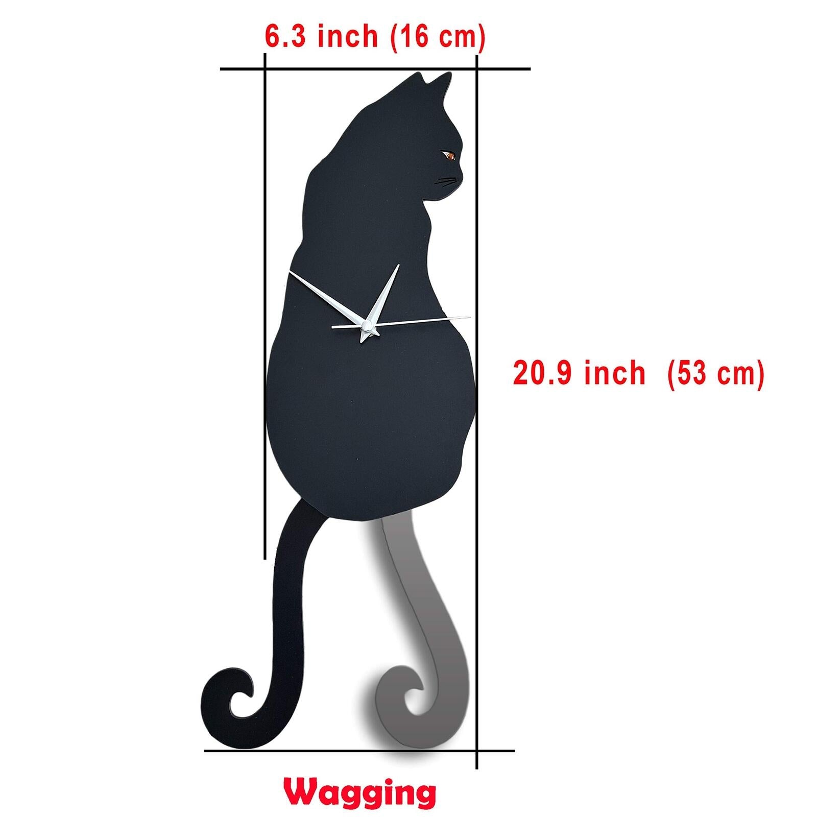 Black Cat Swinging Wall Clock, Cat Clock, Cat Clock with Moving Tail, Funny W...