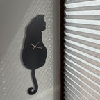 Black Cat Swinging Wall Clock, Cat Clock, Cat Clock with Moving Tail, Funny W...
