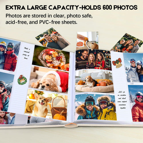 Photo Album 4x6 600 Photos with Writing Space,4 x 6 Photo Book Linen Cover with