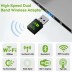 USB WiFi Bluetooth Adapter, 600Mbps Dual Band 2.4/5Ghz Wireless Network External