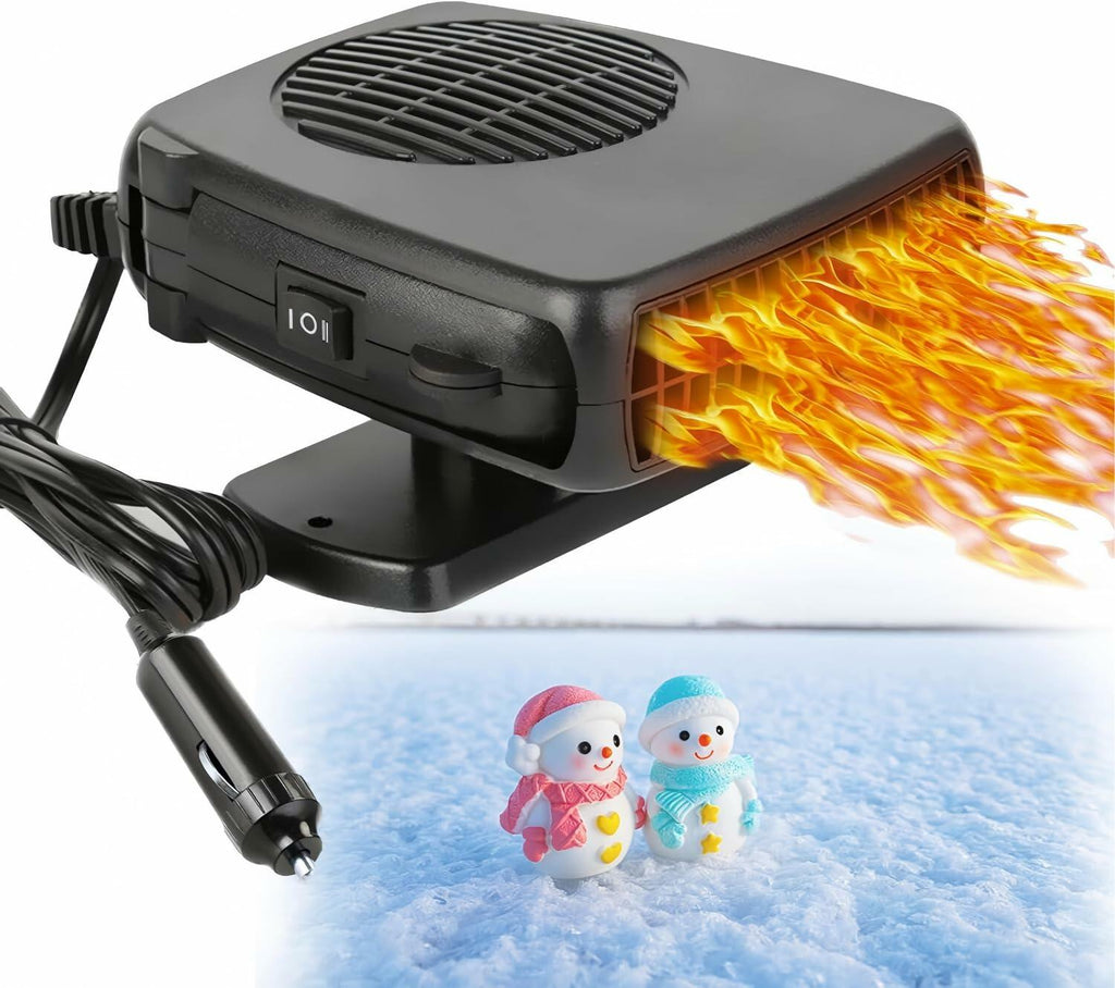 12V Portable Car Heater & Defroster - 150W, Plugs into Cigarette Lighter, 2-in-1
