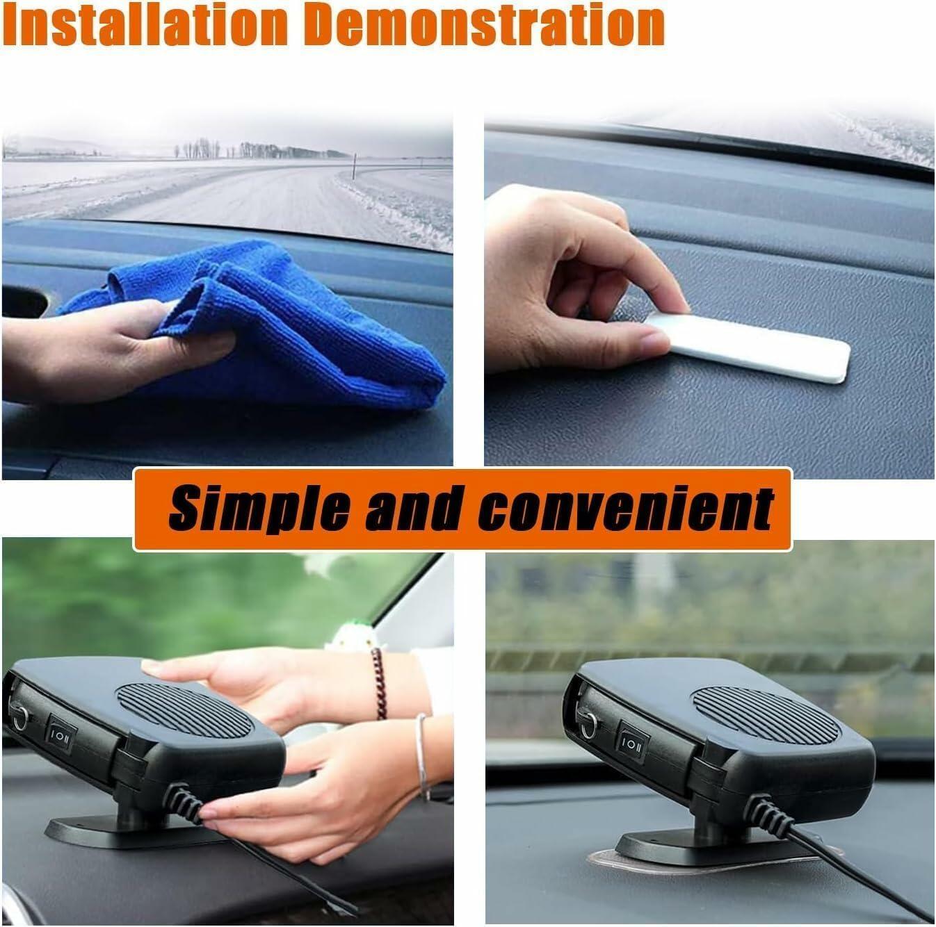 12V Portable Car Heater & Defroster - 150W, Plugs into Cigarette Lighter, 2-in-1