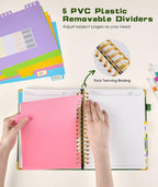 Hardcover Spiral Notebook journal with Removable Dividers Tabs, 300 Pages