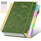 Hardcover Spiral Notebook journal with Removable Dividers Tabs, 300 Pages