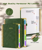 Hardcover Spiral Notebook journal with Removable Dividers Tabs, 300 Pages