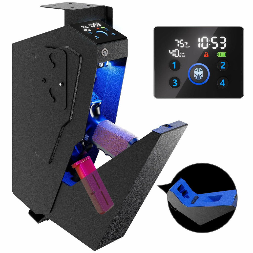 KornerBatl Quick Access Biometric Bedside Gun Safe for handgun, 2 in 1 Mounted