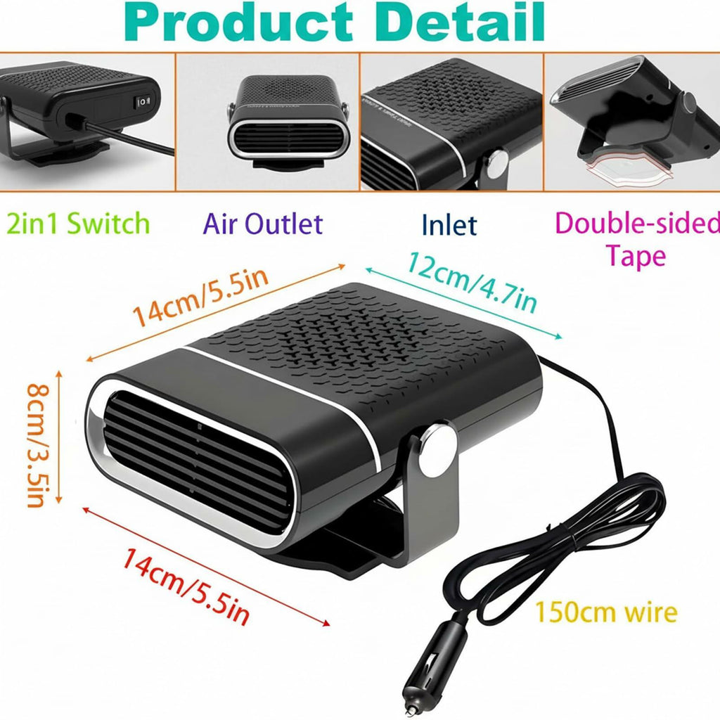2 Pack Car Heater, 12V 150W Portable Car Heater Plug in Cigarette Lighter Fast