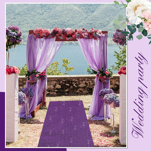Shihanee Sequin Aisle Runner for Wedding Glitter Rug with Carpet Tape Sparkly