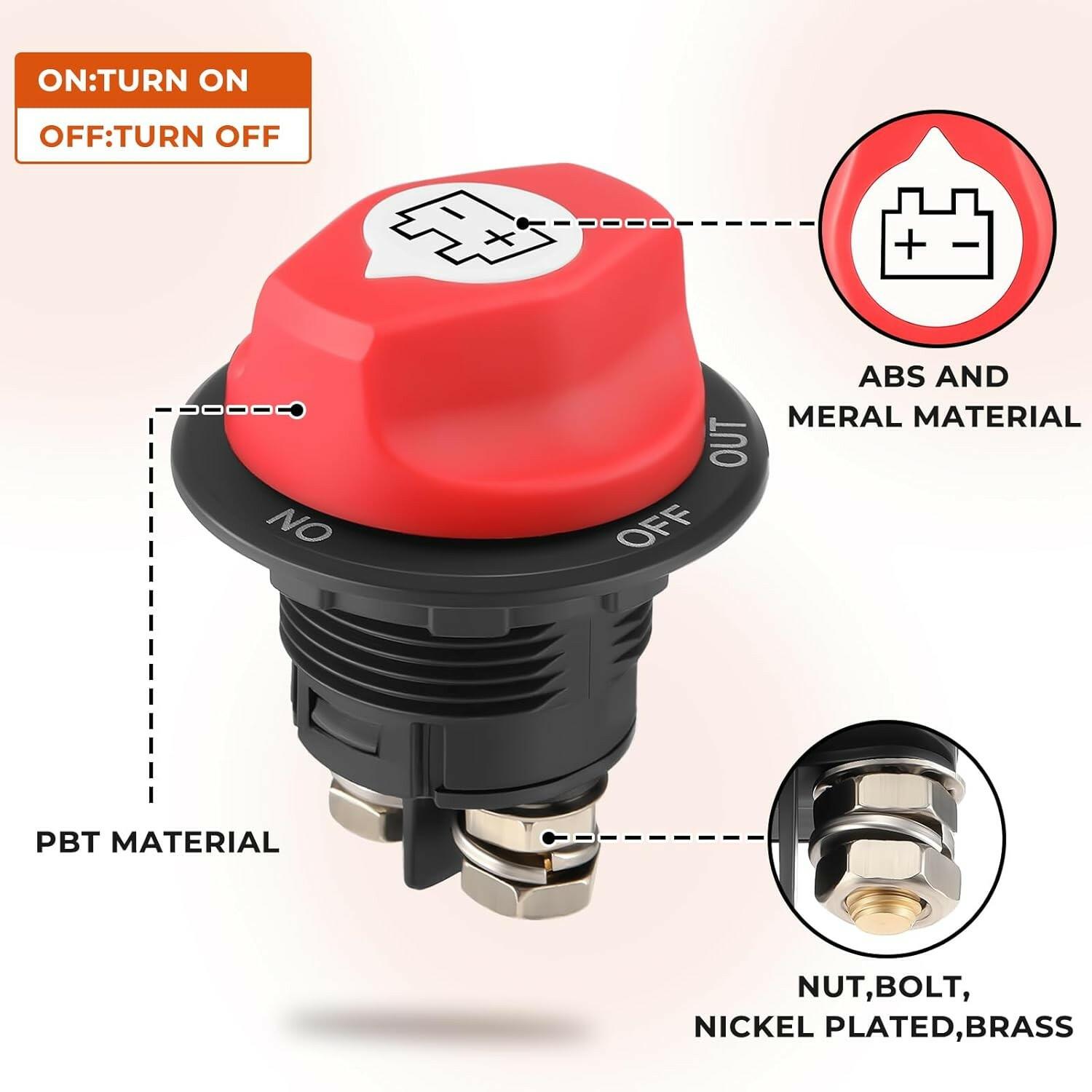 100A Battery Isolator Switch Disconnect Power Cut Off Kill for Car-Boat RV-Truck