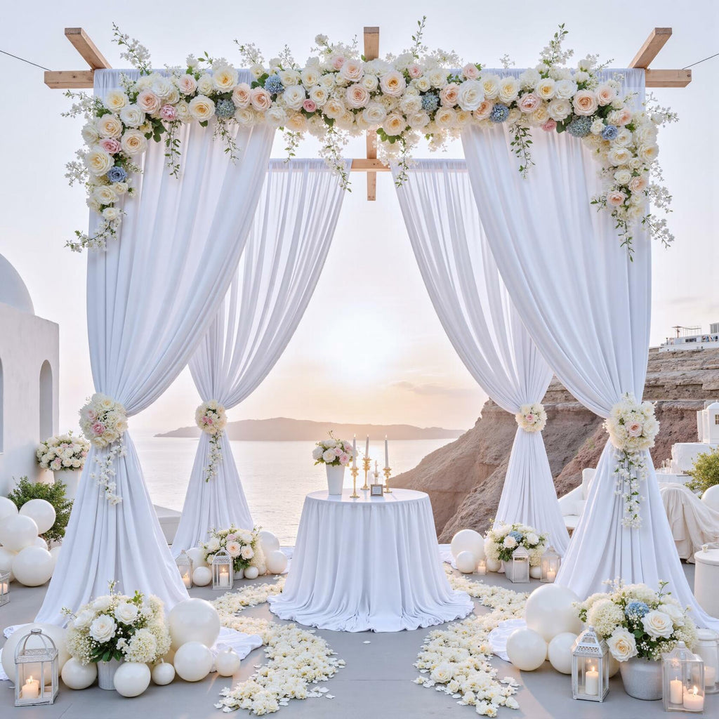 10 ft x 10 ft Wrinkle Free White Backdrop Curtains for Wedding Parties,