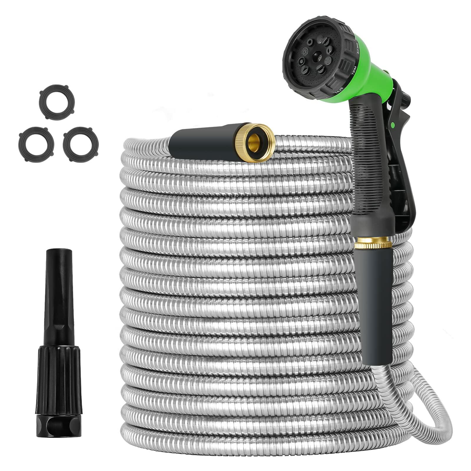 TVKB Garden Hose 100ft Stainless Steel Water Hose Super Tough Flexible Water