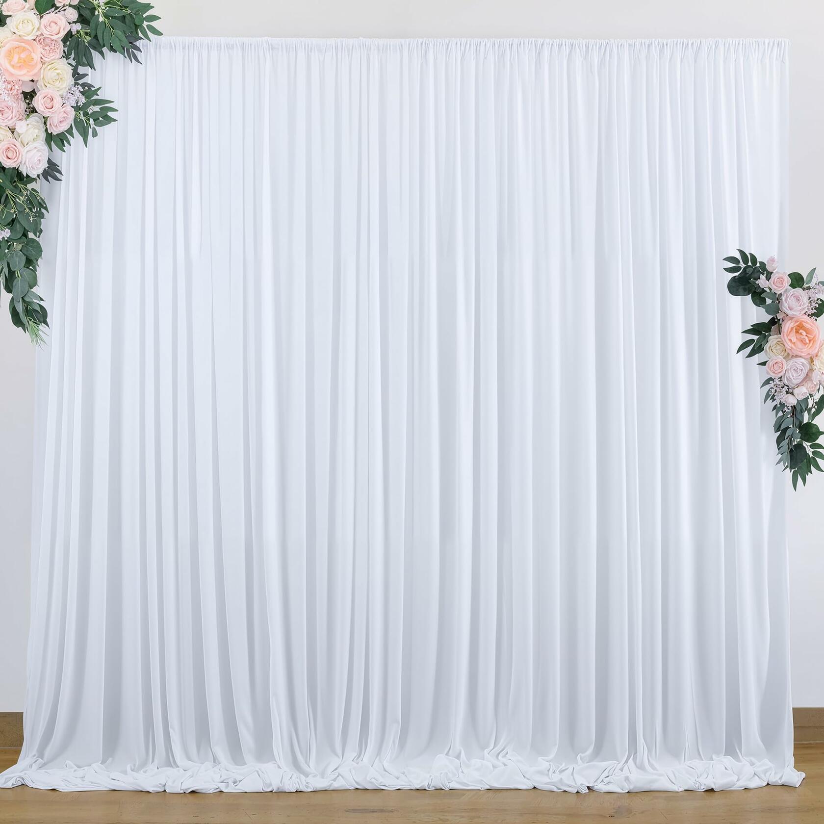 10 ft x 10 ft Wrinkle Free White Backdrop Curtains for Wedding Parties,