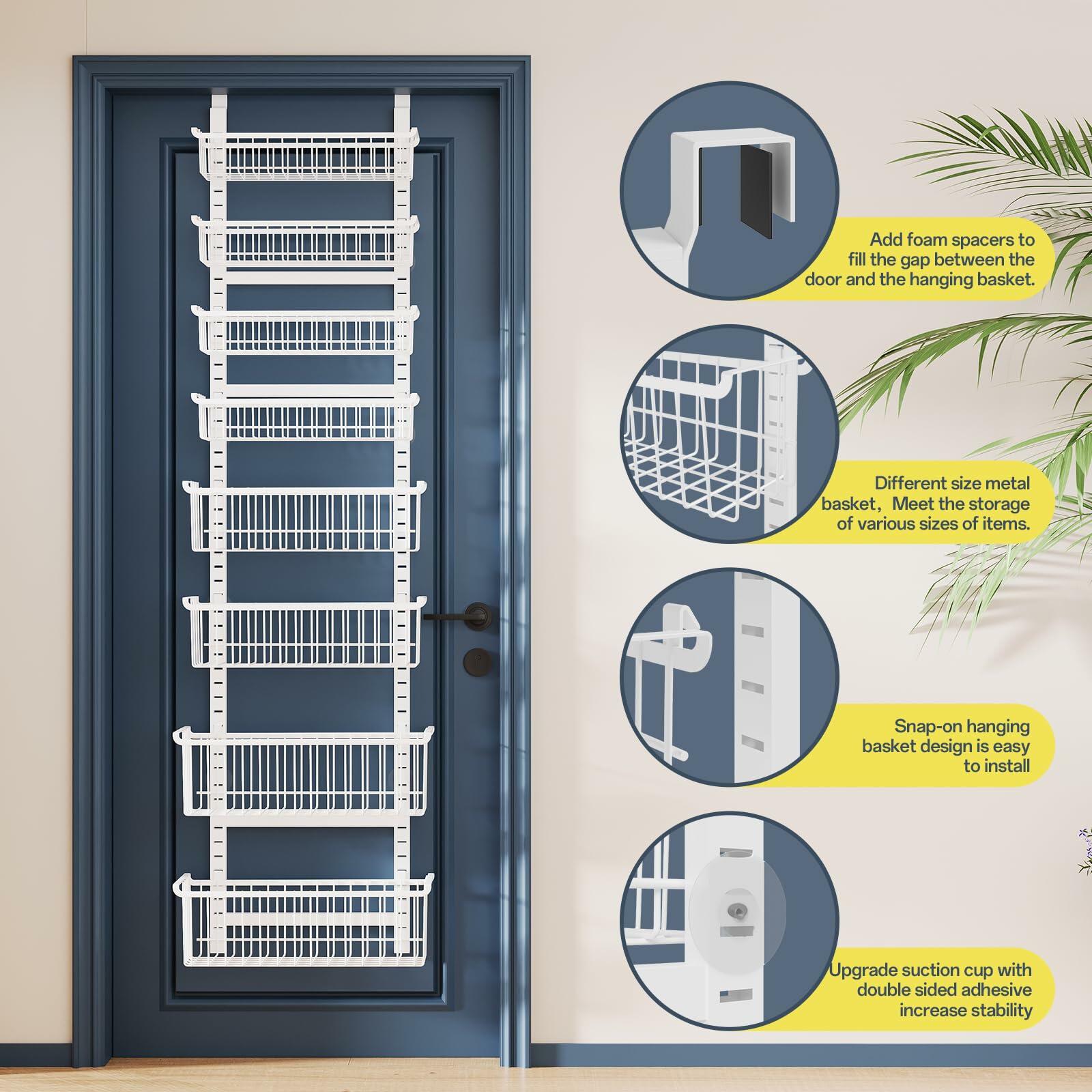 Over The Door Pantry Organizer, 8-Tier Over The Door Organizer with Adjustable