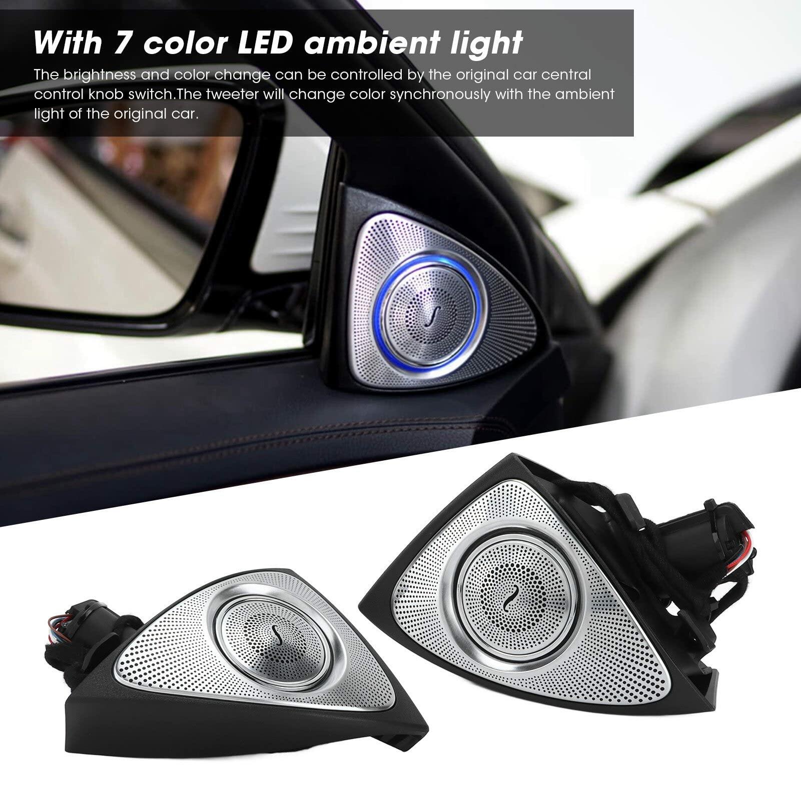 Car Audio Tweeters with LED Ambient Lighting Kit 7 Color 3D Rotating Tweeter