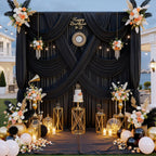 30 ft x 8 ft Black Backdrop Curtain for Parties, 6 Panels 5 ft x 8 ft Wrinkle
