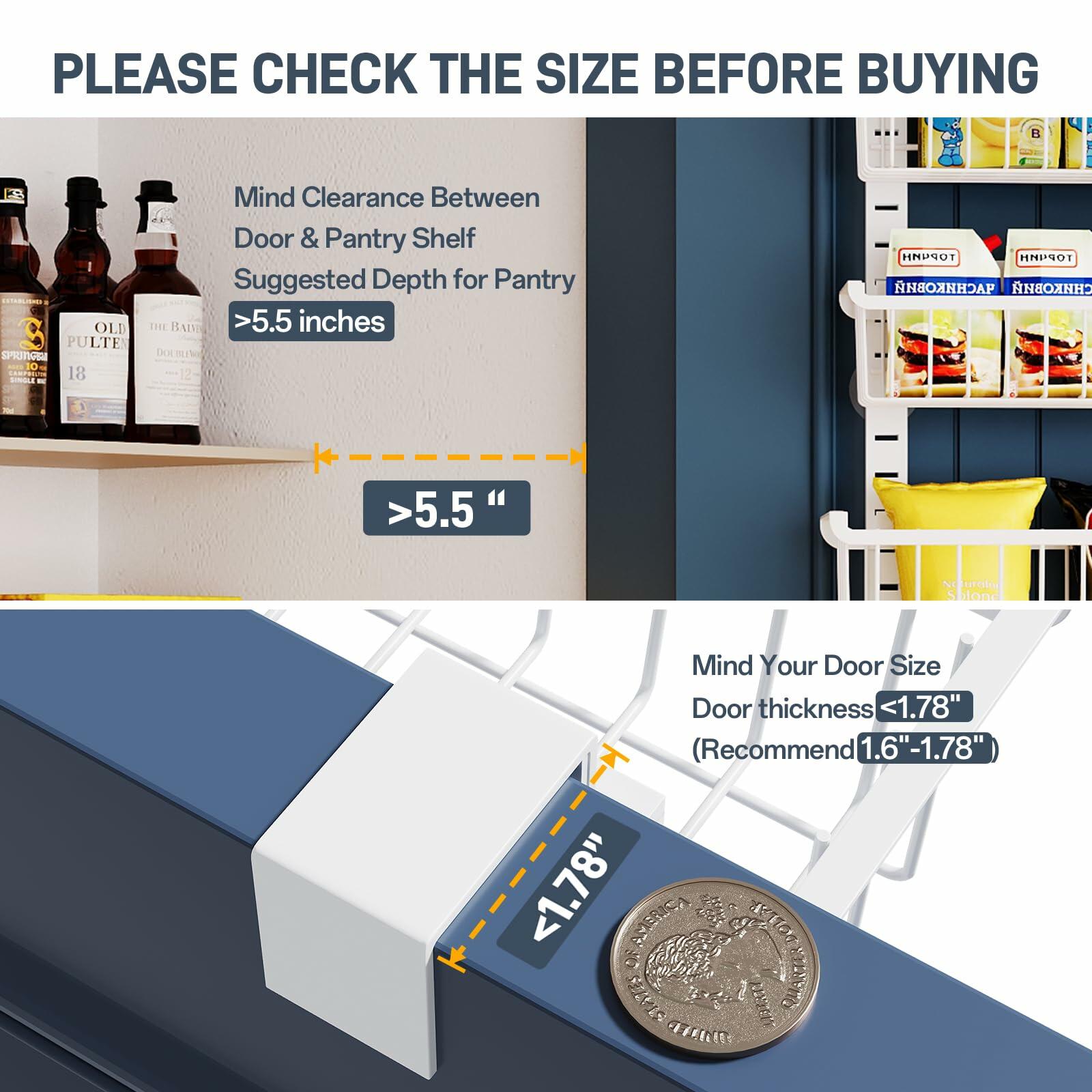 Over The Door Pantry Organizer, 8-Tier Over The Door Organizer with Adjustable