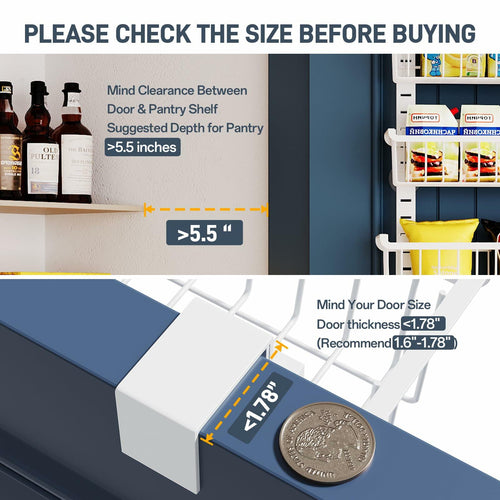 Over The Door Pantry Organizer, 8-Tier Over The Door Organizer with Adjustable