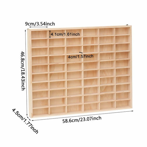 KOZOREN 60 Grids Wooden Display Case for 1:64 Toy Car Model Wall Mounted Storage
