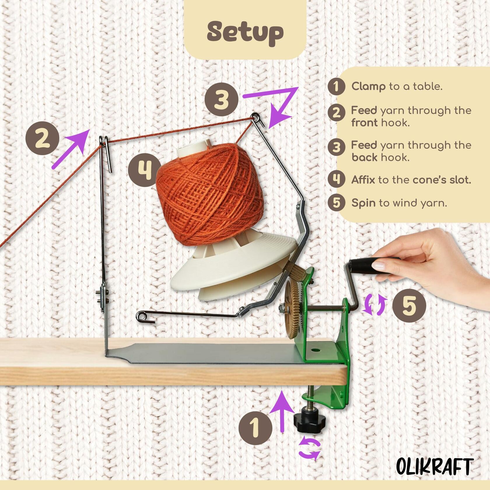 Olikraft Large Yarn Winder Large Capacity 10-16 oz - Hand Operated Metal Jumbo