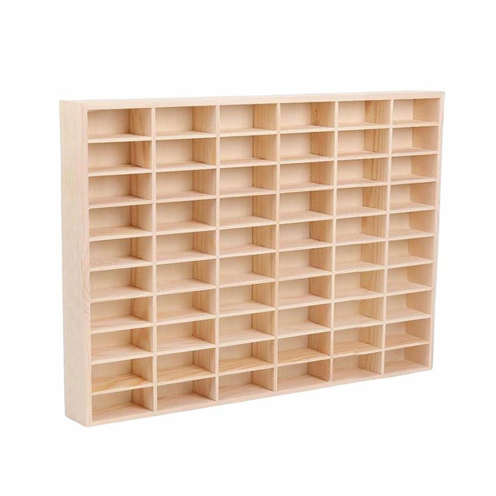 KOZOREN 60 Grids Wooden Display Case for 1:64 Toy Car Model Wall Mounted Storage