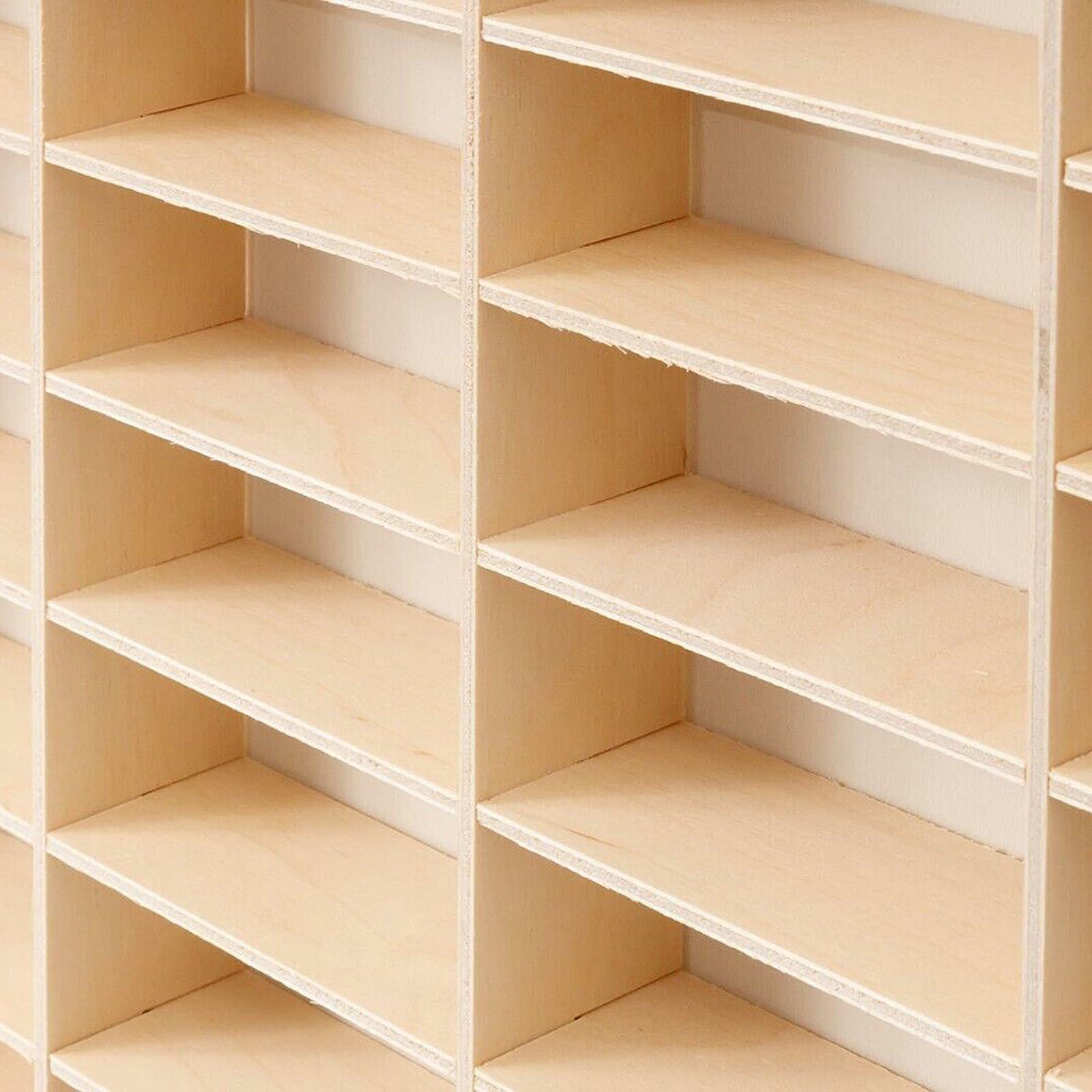 KOZOREN 60 Grids Wooden Display Case for 1:64 Toy Car Model Wall Mounted Storage