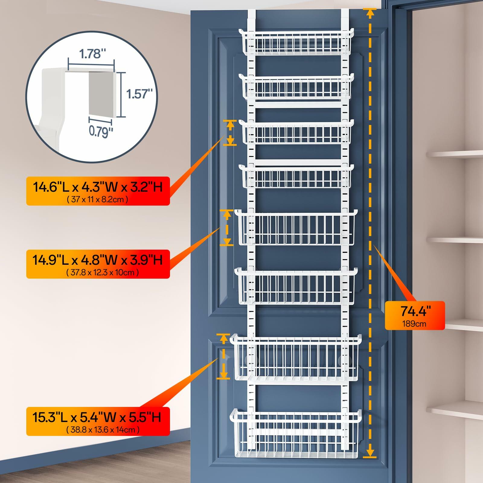 Over The Door Pantry Organizer, 8-Tier Over The Door Organizer with Adjustable