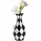Modern Black and White Checkered Flower Vase - Stylish Decorative Vase | Table
