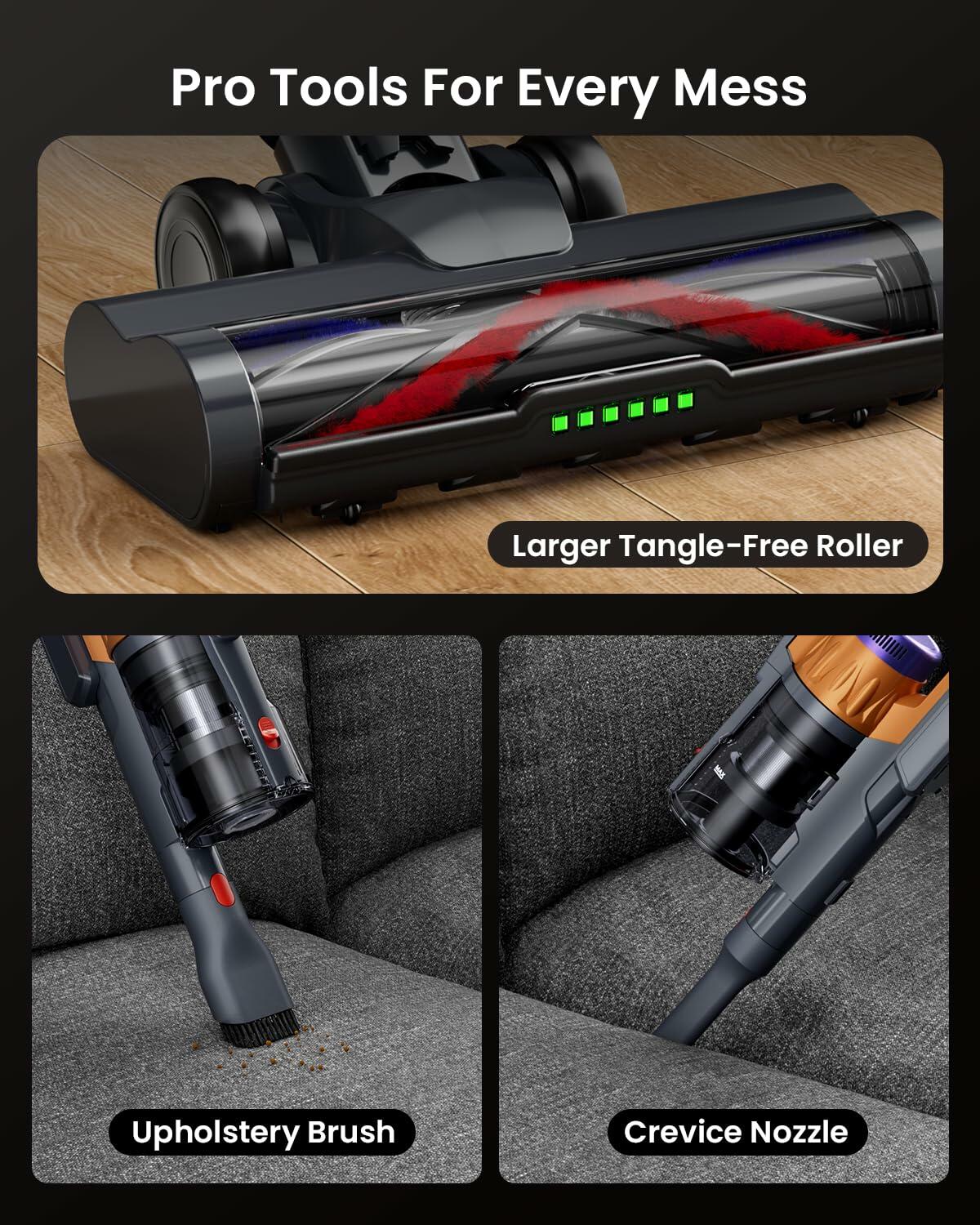Cordless Vacuum Cleaner for Home, Upgraded 60Kpa Powerful Suction Pet Hair