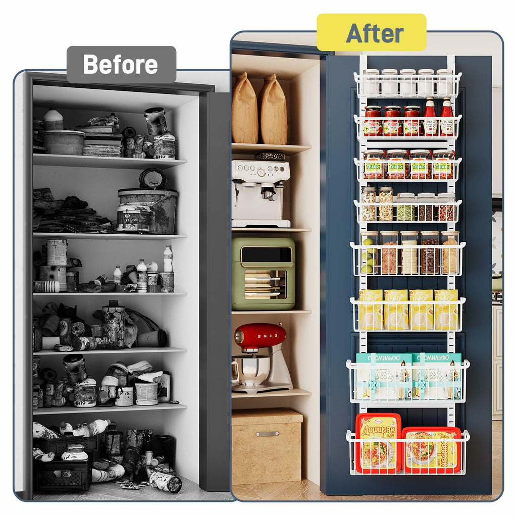 Over The Door Pantry Organizer, 8-Tier Over The Door Organizer with Adjustable