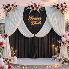 30 ft x 8 ft Black Backdrop Curtain for Parties, 6 Panels 5 ft x 8 ft Wrinkle