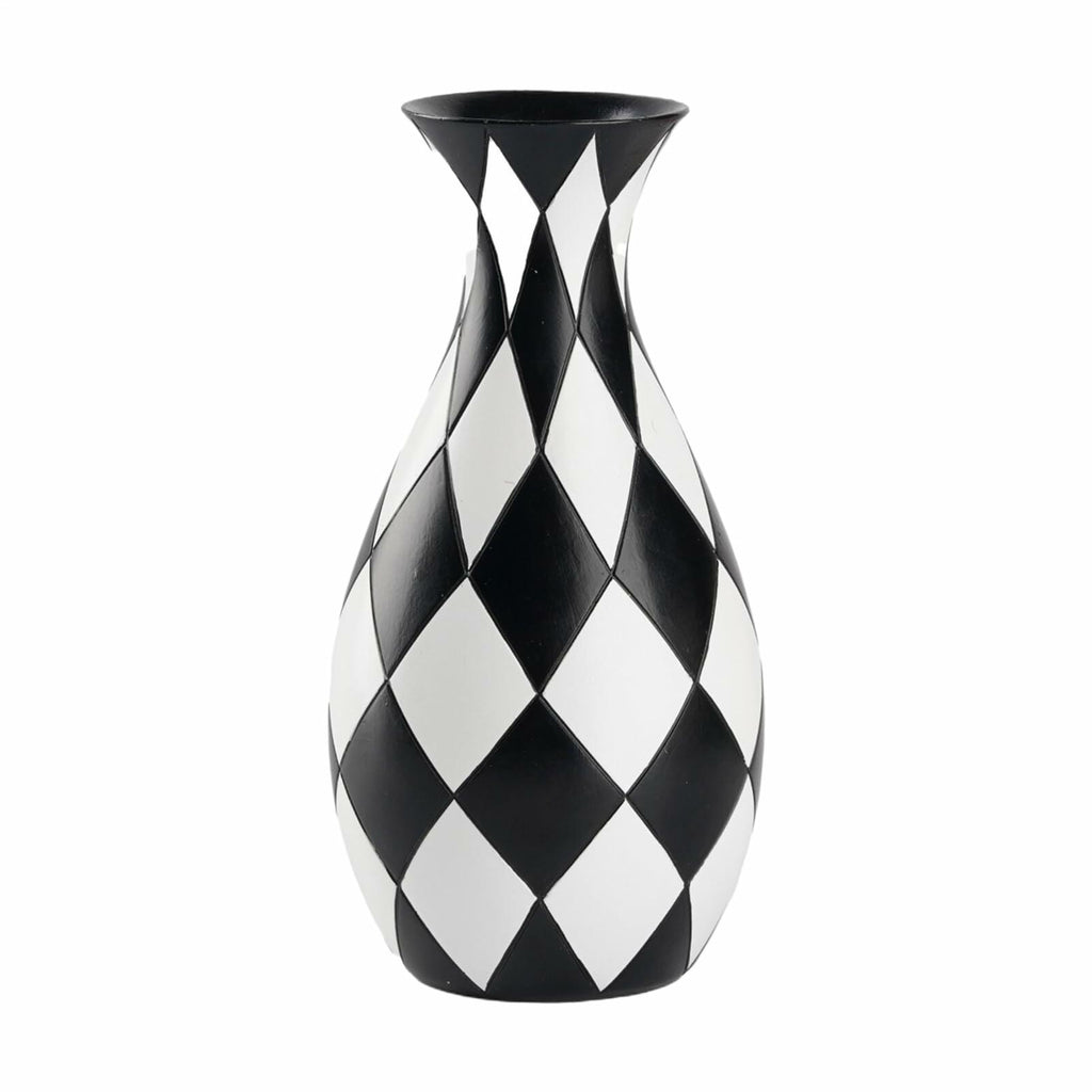 Modern Black and White Checkered Flower Vase - Stylish Decorative Vase | Table