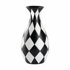 Modern Black and White Checkered Flower Vase - Stylish Decorative Vase | Table