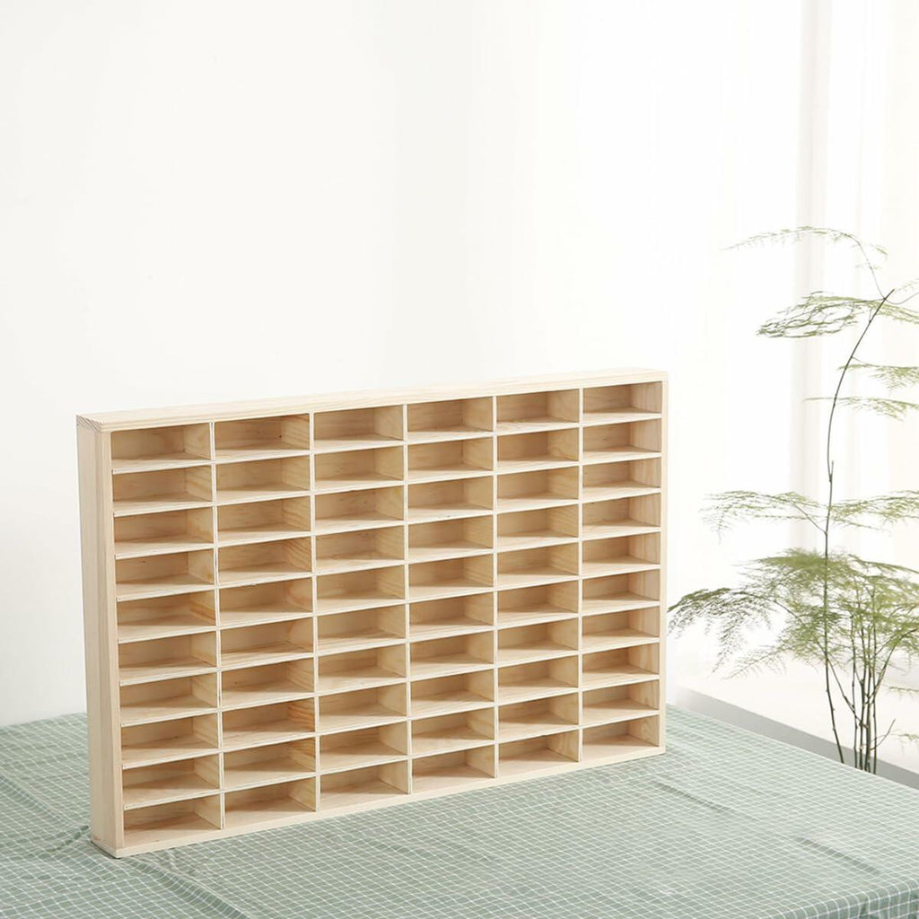 KOZOREN 60 Grids Wooden Display Case for 1:64 Toy Car Model Wall Mounted Storage
